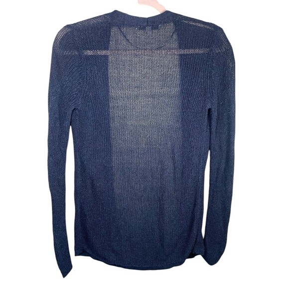 Ines de la Fressange Uniqlo Cardigan Open Knit Linen Sweater Navy Blue Womens‎ S - Picture 2 of 10